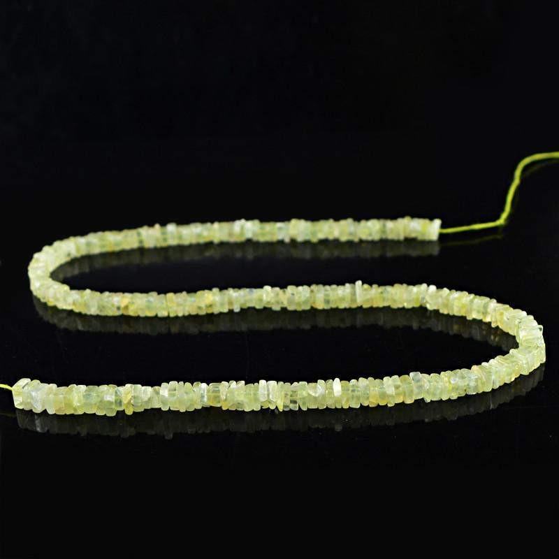 gemsmore:Natural Drilled Green Phrenite Beads Strand