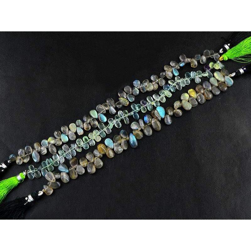gemsmore:Natural Drilled Labradorite & Fluorite Beads Strands