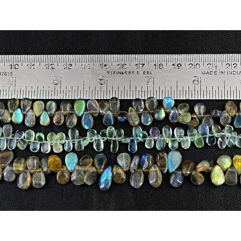 gemsmore:Natural Drilled Labradorite & Fluorite Beads Strands