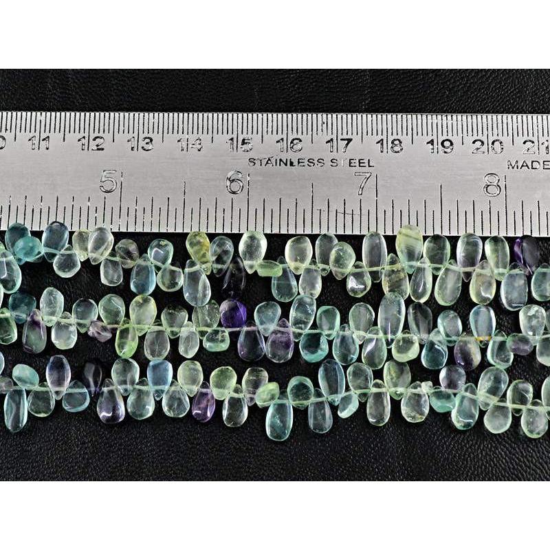 gemsmore:Natural Drilled Mulitcolor Fluorite Untreated Beads Strands