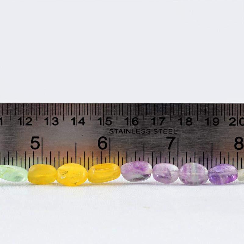 gemsmore:Natural Drilled Multicolor Fluorite Beads Strand