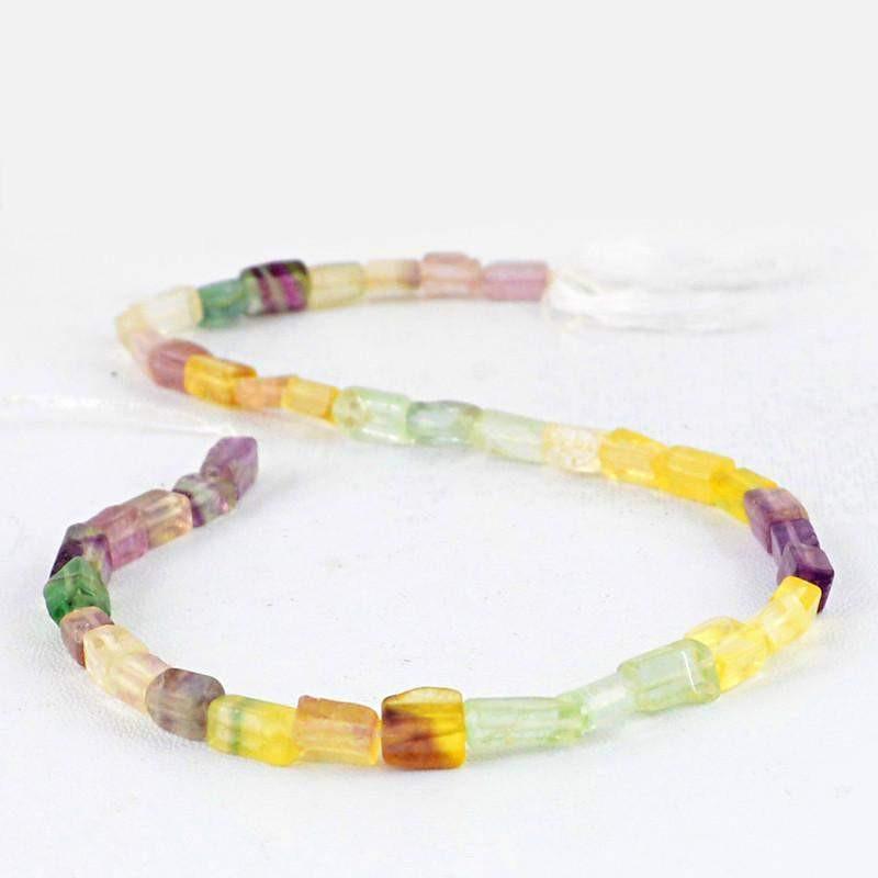 gemsmore:Natural Drilled Multicolor Fluorite Beads Strand