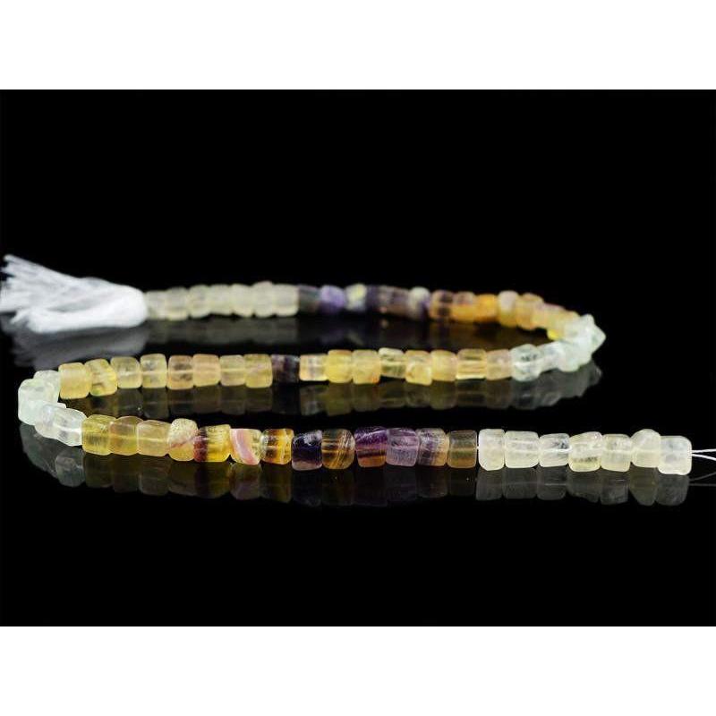 gemsmore:Natural Drilled Multicolor Fluorite Unheated Beads Strand