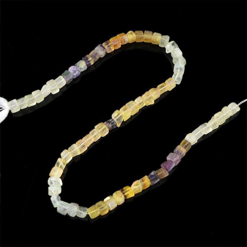 gemsmore:Natural Drilled Multicolor Fluorite Unheated Beads Strand