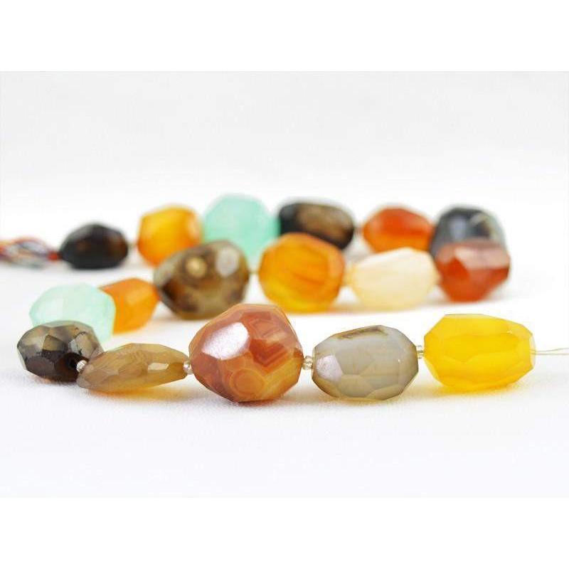 gemsmore:Natural Drilled Multicolor Onyx Faceted Beads Strand