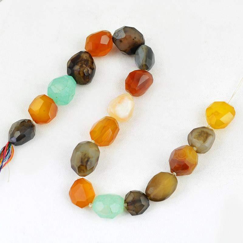 gemsmore:Natural Drilled Multicolor Onyx Faceted Beads Strand