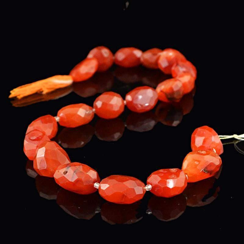 gemsmore:Natural Drilled Orange Carnelian Faceted Beads Strand