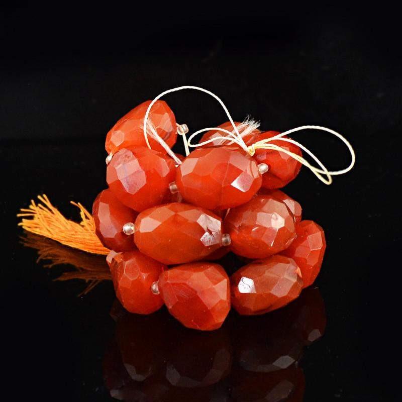 gemsmore:Natural Drilled Orange Carnelian Faceted Beads Strand