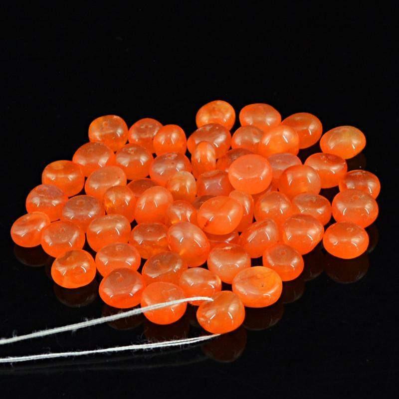 gemsmore:Natural Drilled Orange Carnelian Round Shape Beads Lot