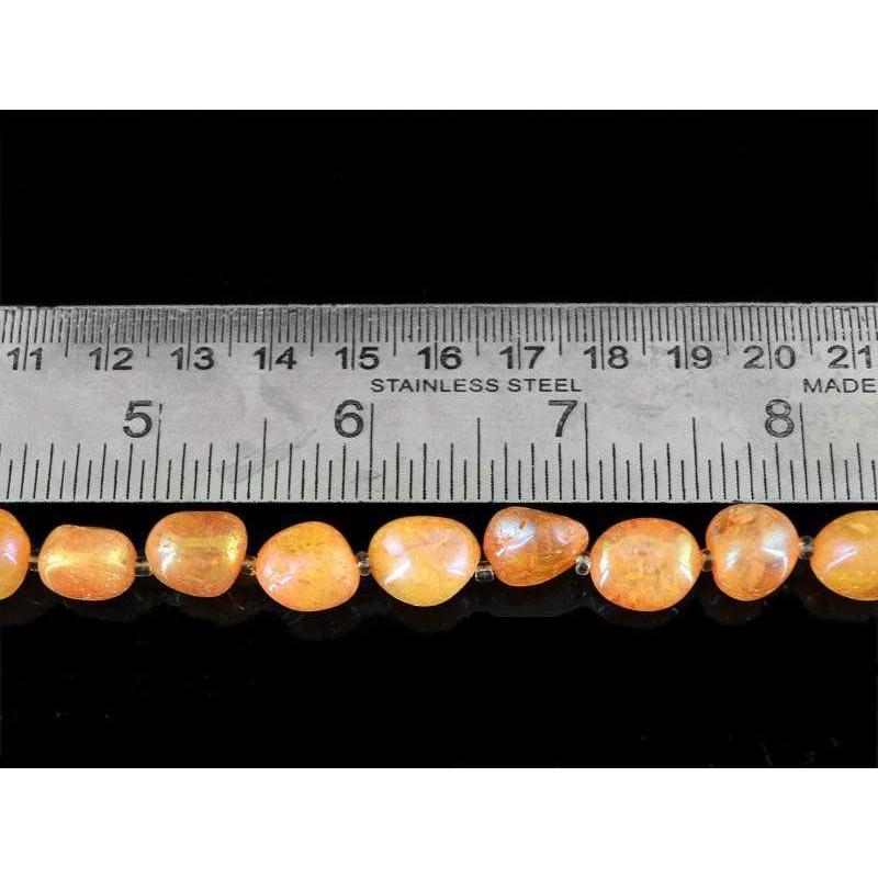 gemsmore:Natural Drilled Orange Coated Onyx Beads Strand