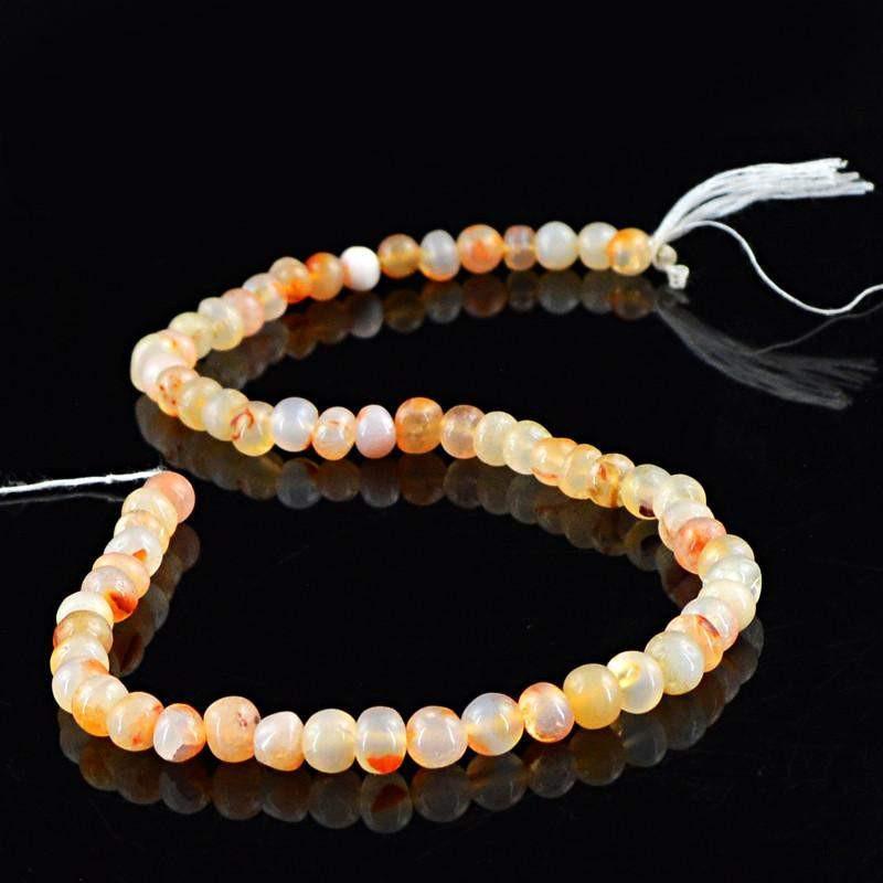 gemsmore:Natural Drilled Orange Onyx Round Beads Strand