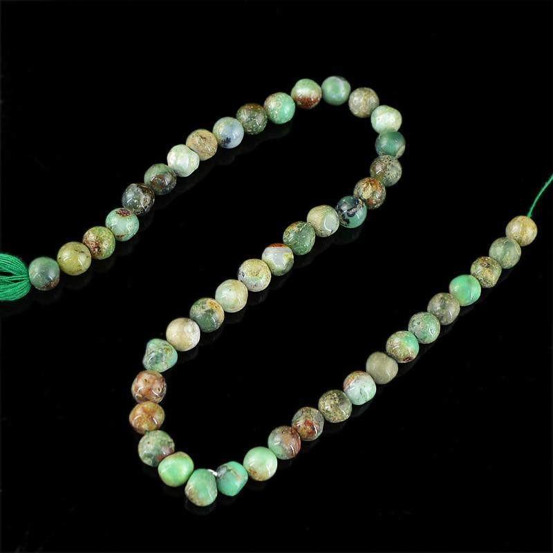 gemsmore:Natural Drilled Peruvian Opal Round Shape Beads Strand