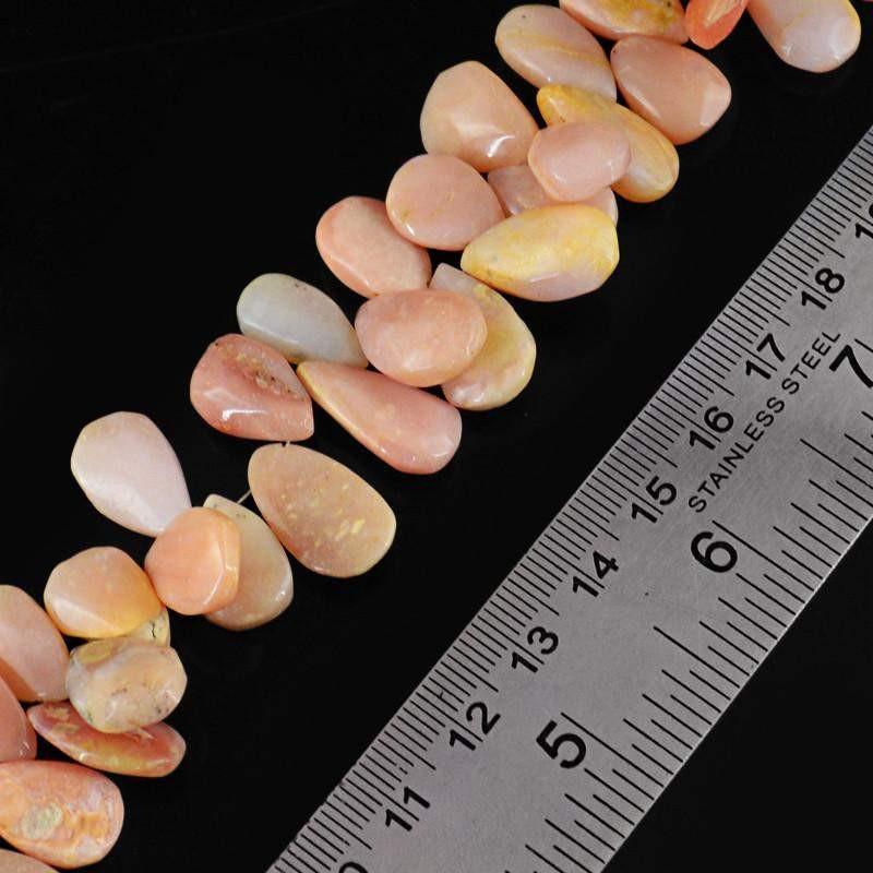 gemsmore:Natural Drilled Pink Australian Opal Pear Shape Beads Strand