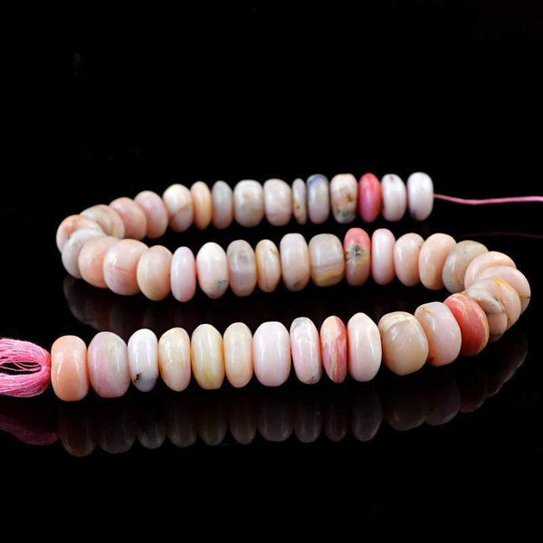 gemsmore:Natural Drilled Pink Australian Opal Round Shape Beads Strand