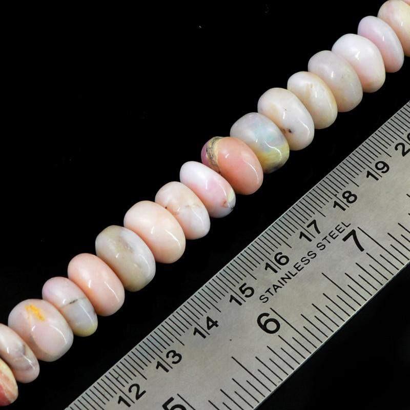 gemsmore:Natural Drilled Pink Australian Opal Round Shape Beads Strand