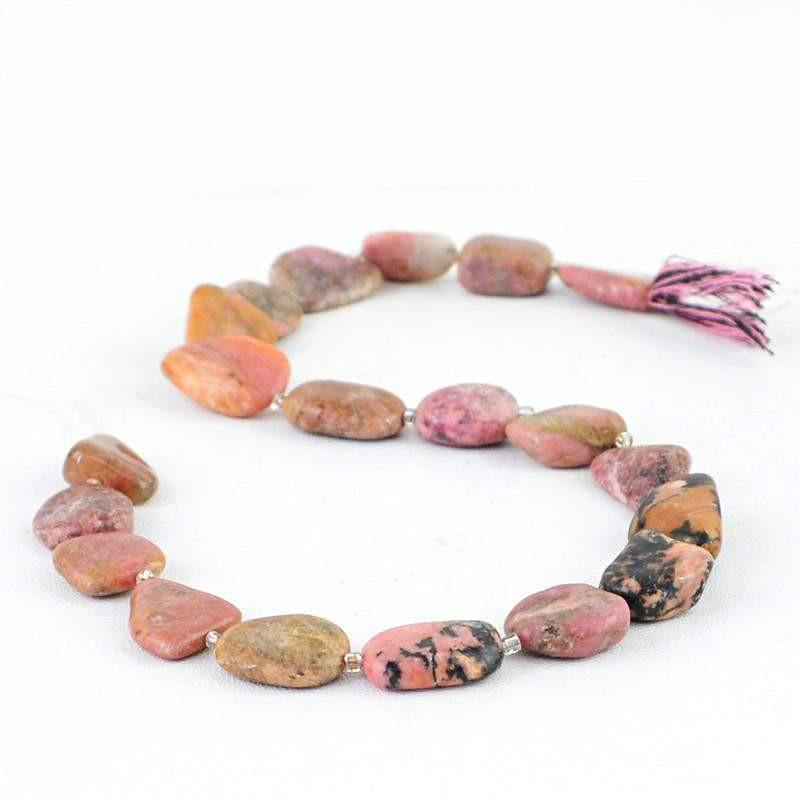 gemsmore:Natural Drilled Pink Rhodonite Beads Strand