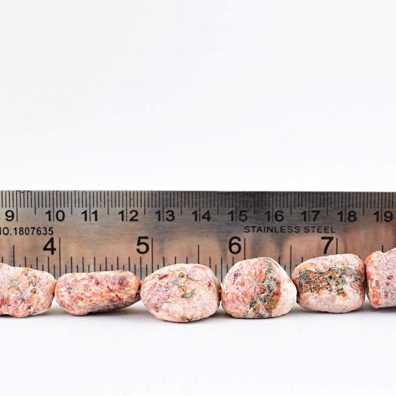 gemsmore:Natural Drilled Pink Rhodonite Beads Strand