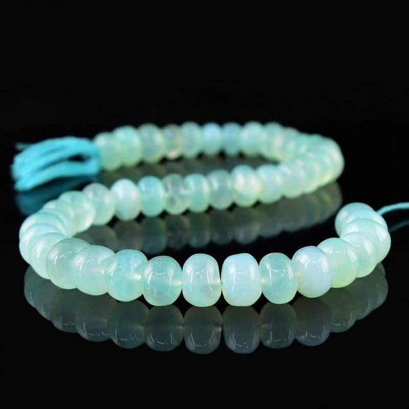 gemsmore:Natural Drilled Round Shape Blue Chalcedony Beads Strand