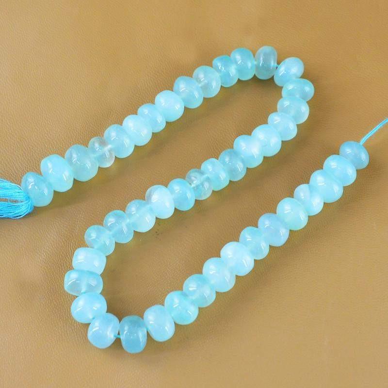 gemsmore:Natural Drilled Round Shape Blue Chalcedony Beads Strand