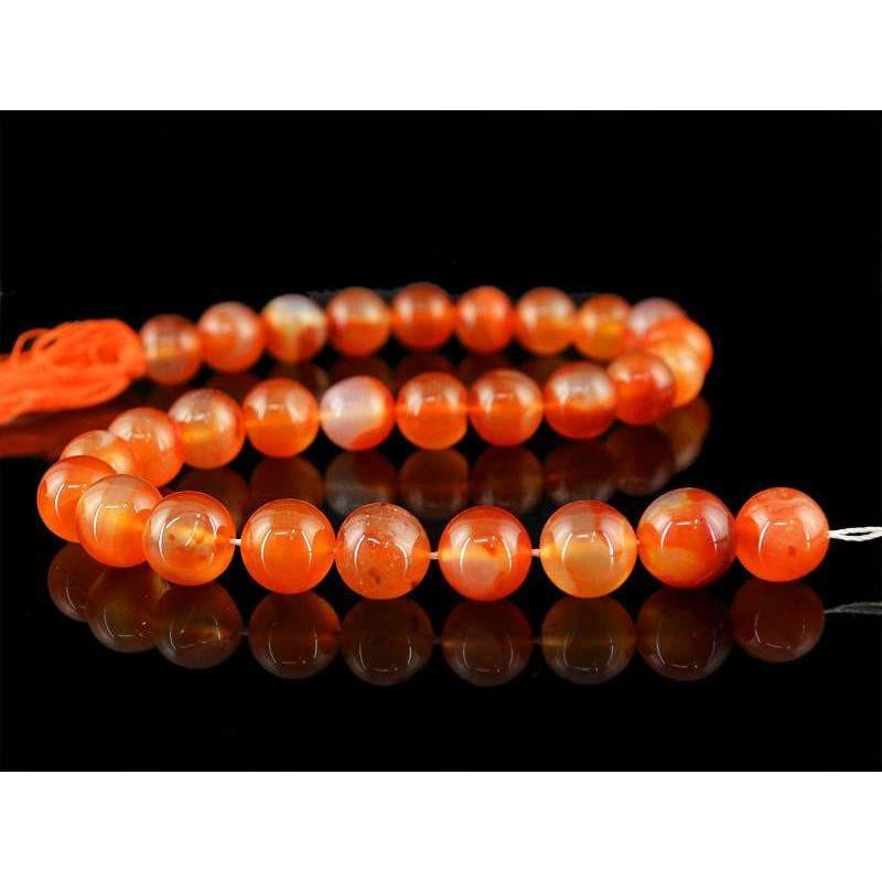 gemsmore:Natural Drilled Round Shape Orange Onyx Beads Strand