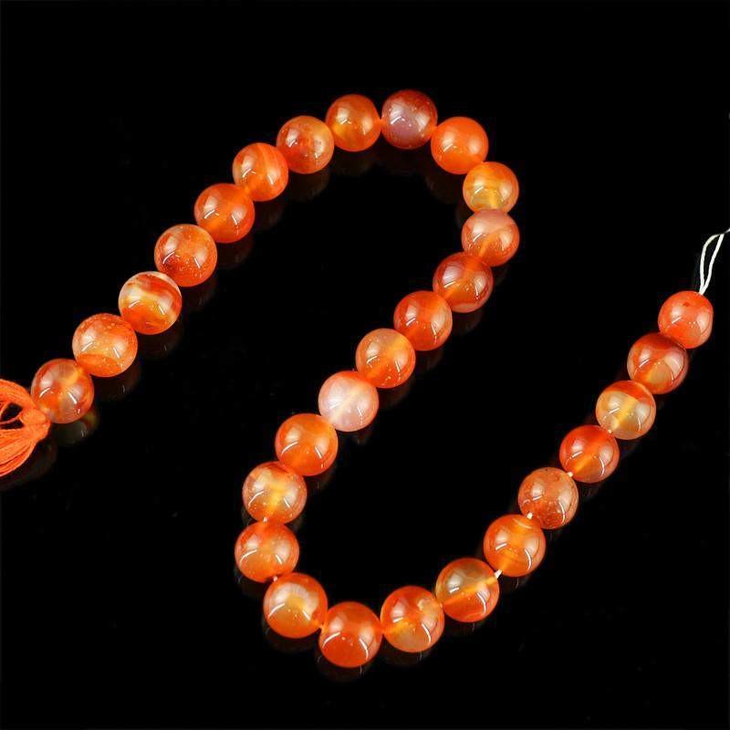 gemsmore:Natural Drilled Round Shape Orange Onyx Beads Strand