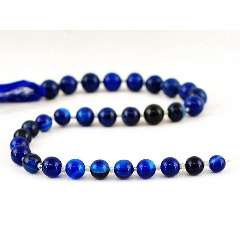 gemsmore:Natural Drilled Untreated Blue Onyx Round Shape Beads Strand