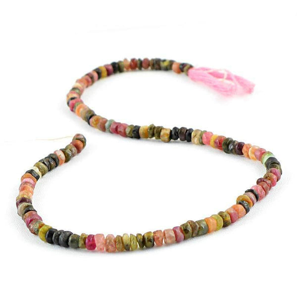 gemsmore:Natural Drilled Watermelon Tourmaline Beads Strand