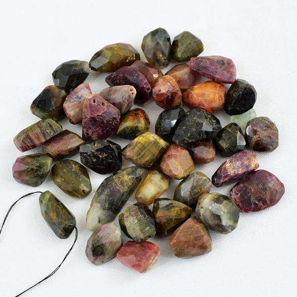 gemsmore:Natural Drilled Watermelon Tourmaline Faceted Beads Lot