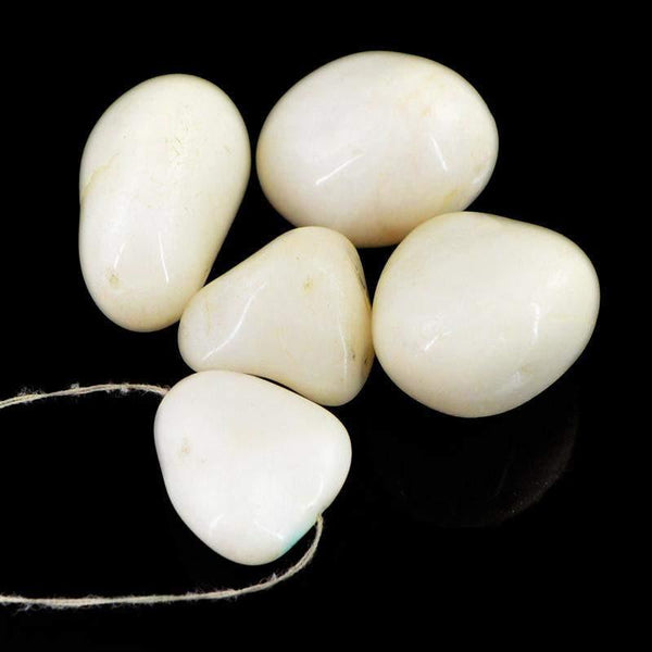 gemsmore:Natural Drilled White Agate Beads Lot