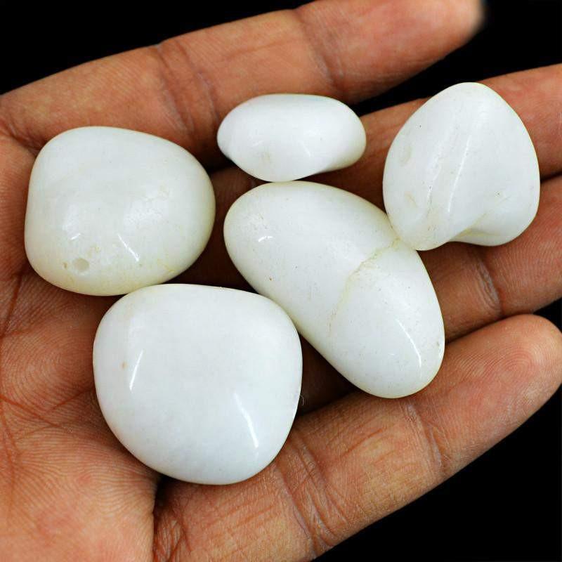 gemsmore:Natural Drilled White Agate Beads Lot