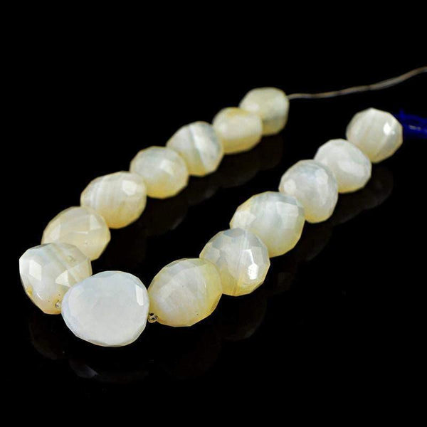 gemsmore:Natural Drilled White Agate Beads Strand