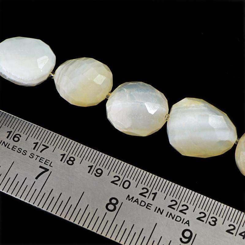 gemsmore:Natural Drilled White Agate Beads Strand
