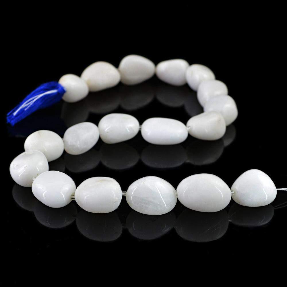 gemsmore:Natural Drilled White Agate Untreated Beads Strand