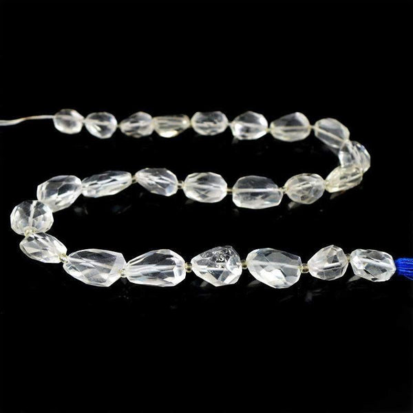 gemsmore:Natural Drilled White Quartz Beads Strand