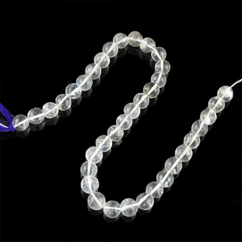 gemsmore:Natural Drilled White Quartz Round Beads Strand