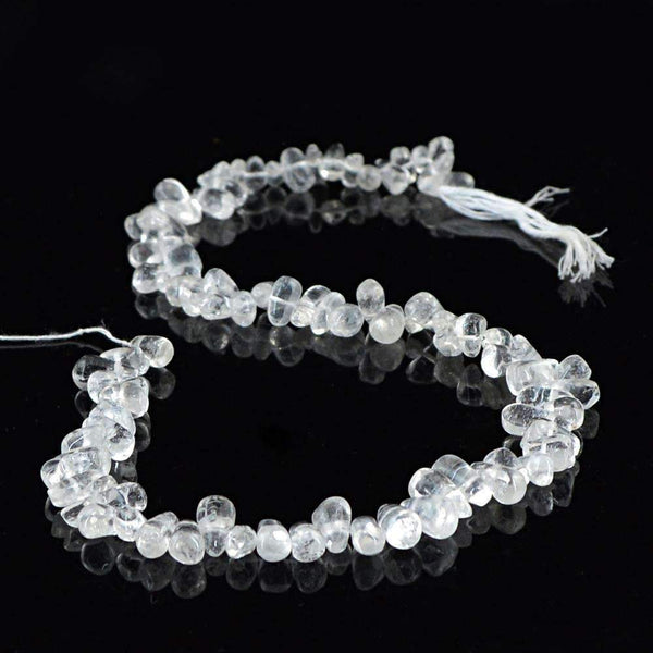 gemsmore:Natural Drilled White Quartz Tear Drop Beads Strand