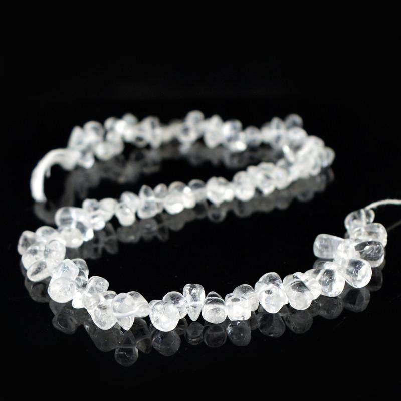 gemsmore:Natural Drilled White Quartz Untreated Beads Strand