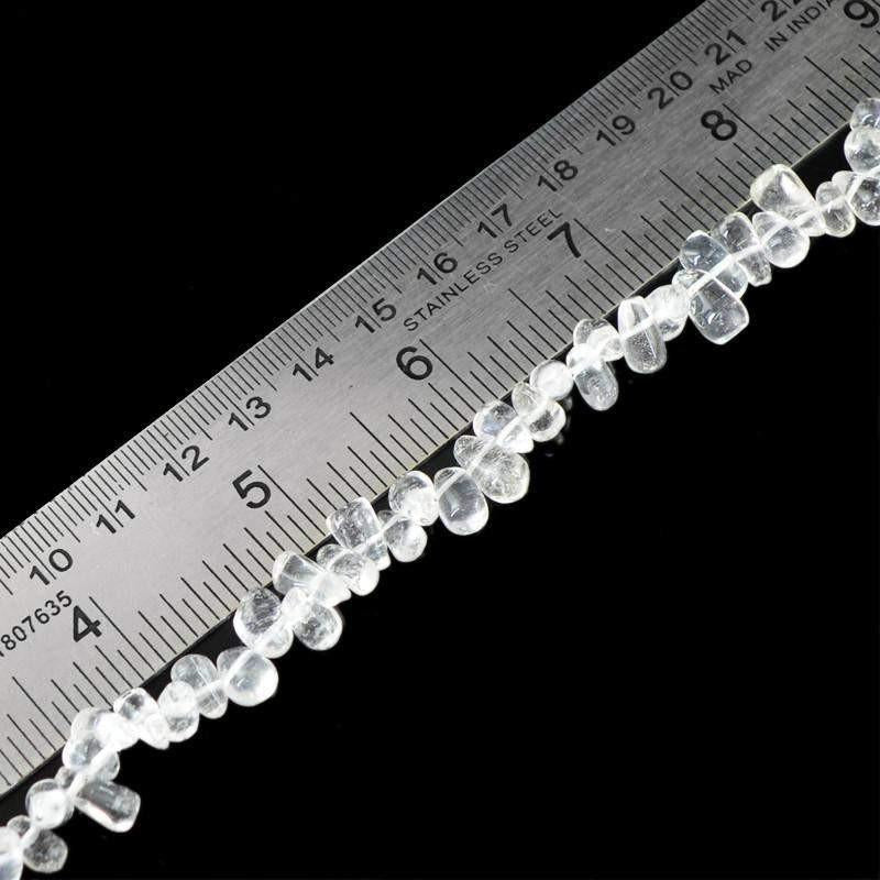 gemsmore:Natural Drilled White Quartz Untreated Beads Strand