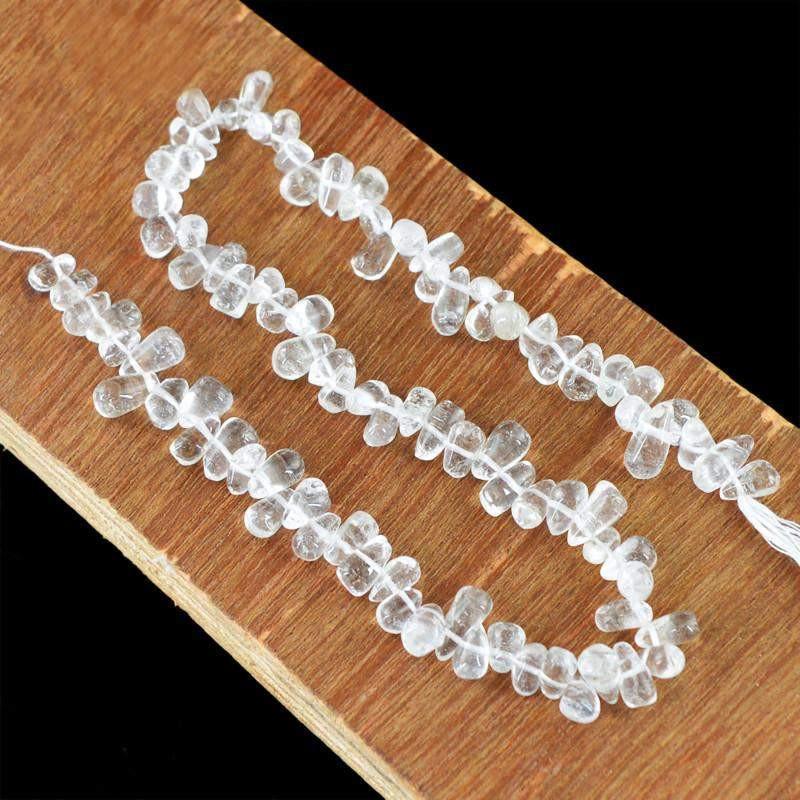 gemsmore:Natural Drilled White Quartz Untreated Beads Strand