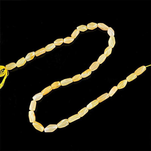 gemsmore:Natural Drilled Yellow Aventurine Faceted Beads Strand