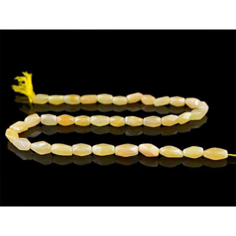 gemsmore:Natural Drilled Yellow Aventurine Faceted Beads Strand