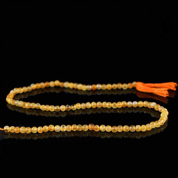 gemsmore:Natural Drilled Yellow Citrine Round Beads Strand