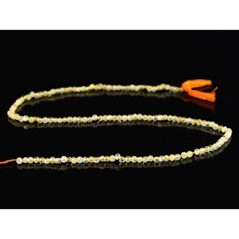 gemsmore:Natural Drilled Yellow Citrine Round Cut Beads Strand