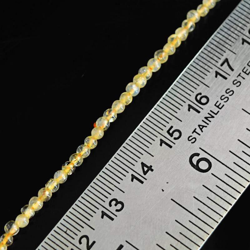 gemsmore:Natural Drilled Yellow Citrine Round Cut Beads Strand