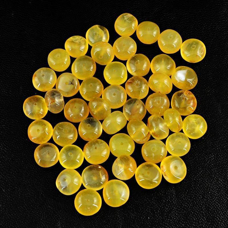 gemsmore:Natural Drilled Yellow Onyx Round Beads Lot