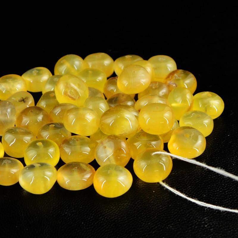 gemsmore:Natural Drilled Yellow Onyx Round Beads Lot