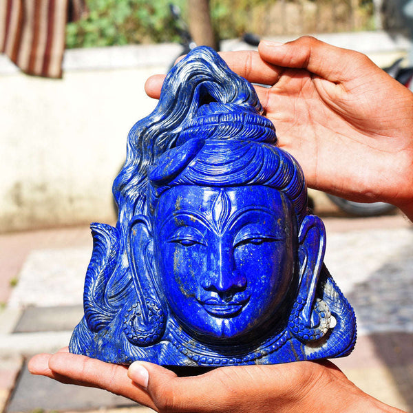 gemsmore:Natural Exclusive Blue Lapis Lazuli Lord Shiva Head