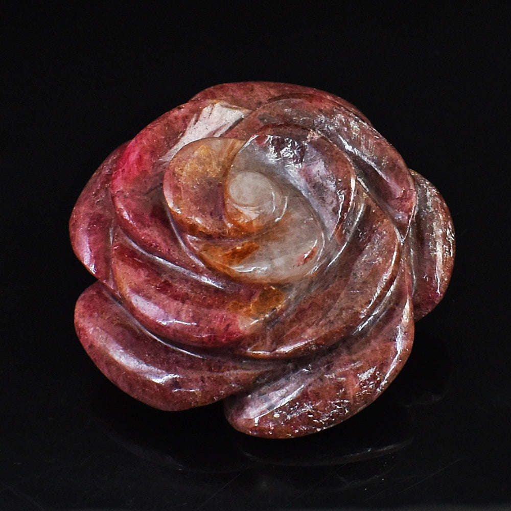 gemsmore:Natural Exclusive Hand Carved Pink Rhodonite Rose Gemstone