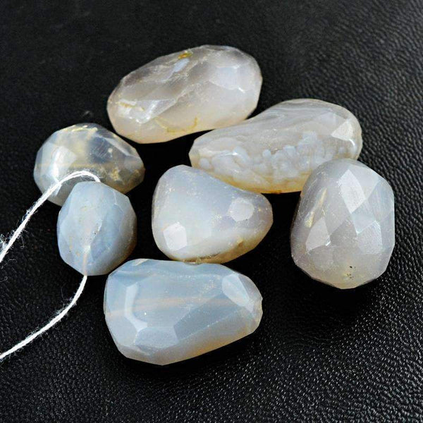 gemsmore:Natural Faceted Agate Drilled Beads Lot