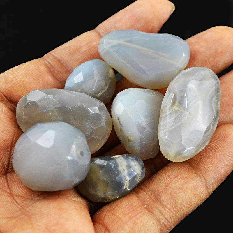 gemsmore:Natural Faceted Agate Drilled Beads Lot